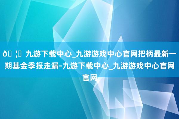 🦄九游下载中心_九游游戏中心官网把柄最新一期基金季报走漏-九游下载中心_九游游戏中心官网